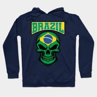 BRAZIL FLAG IN A SKULL EMBLEM Hoodie